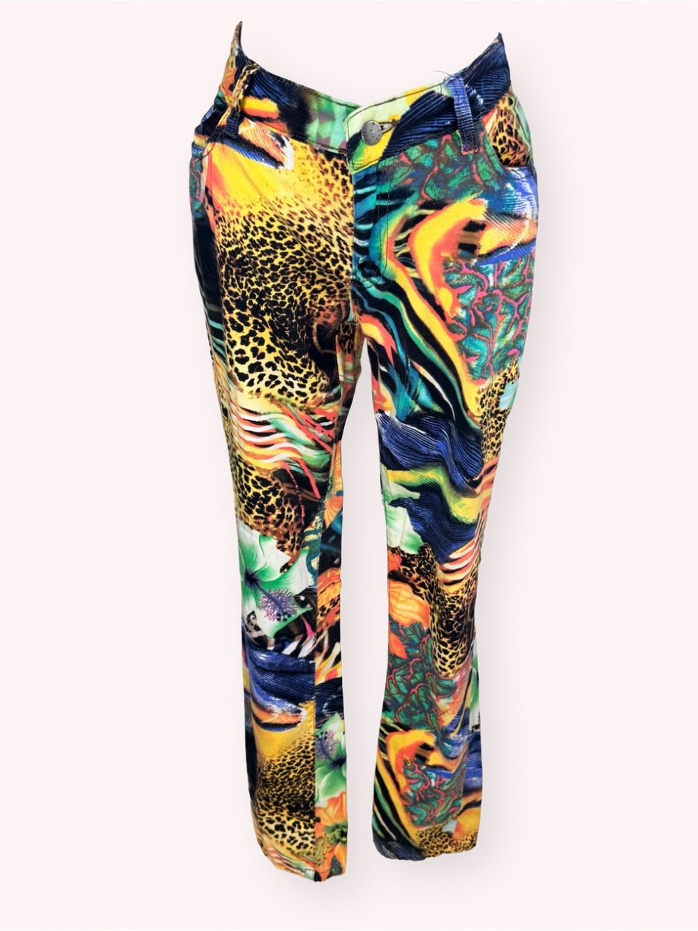 A.Z.I. Jeans Multicolor Patchwork Pattern Print Pants Size 6